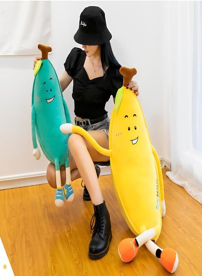 OPHRBU Banana Plush Body Pillow， 31.5 inches Banana Long Body Plush Pillow， Cute Fruit Plushie Hugging Pillow，for Kids Adult, Ideal Chrismas Birthday Gift (Yellow) - Image 4